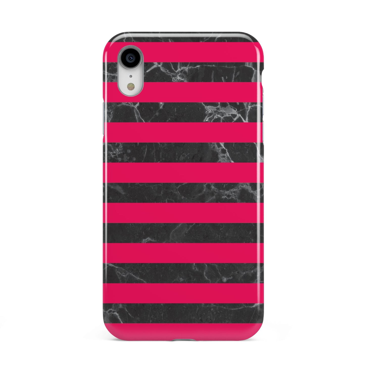 Marble Black Hot Pink Apple iPhone XR White 3D Tough Case