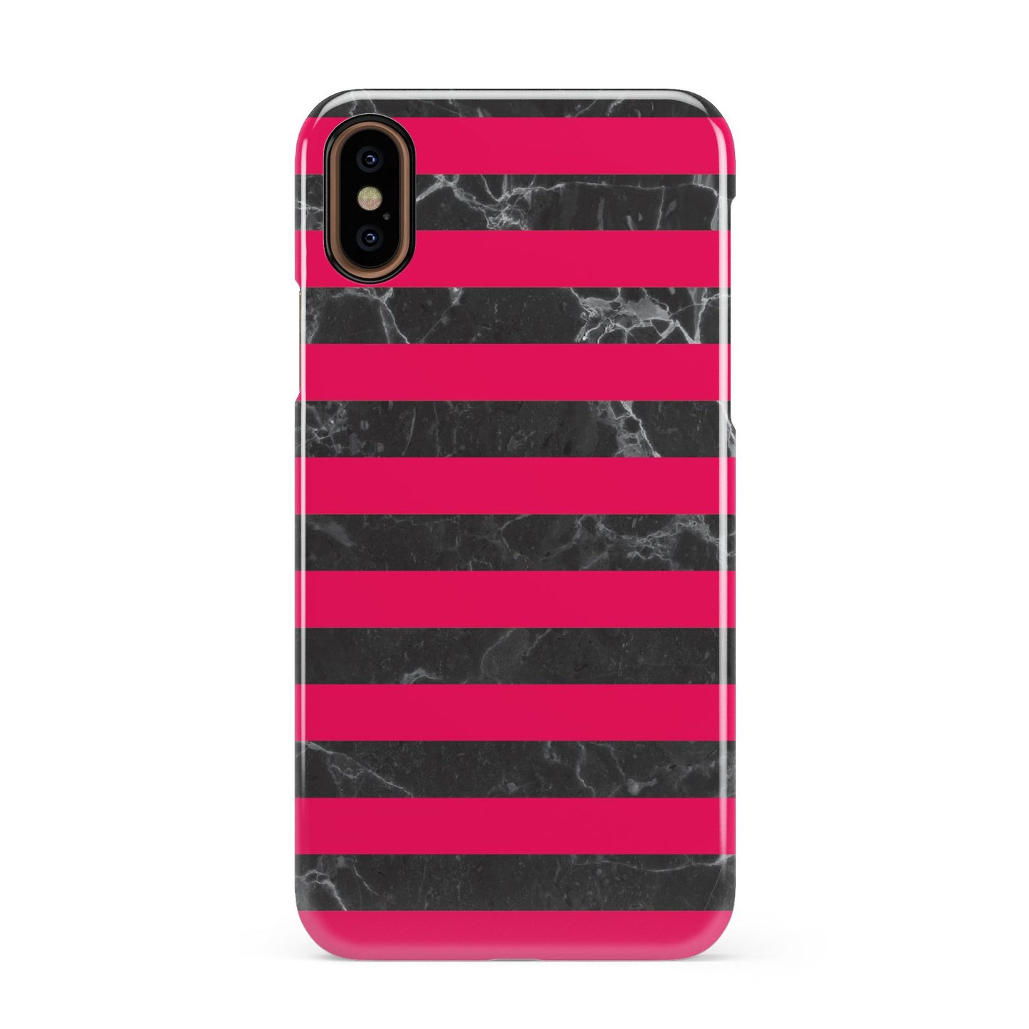 Marble Black Hot Pink Apple iPhone XS 3D Snap Case