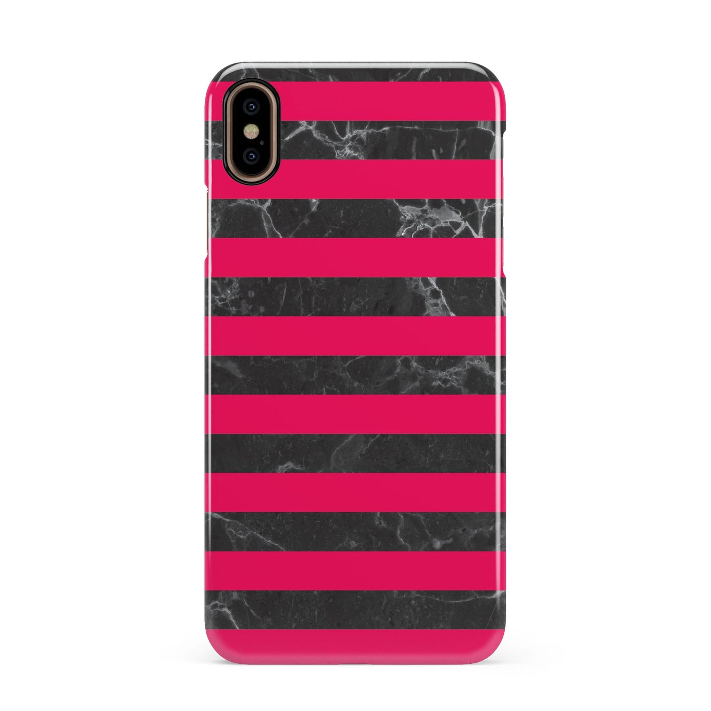 Marble Black Hot Pink Apple iPhone Xs Max 3D Snap Case