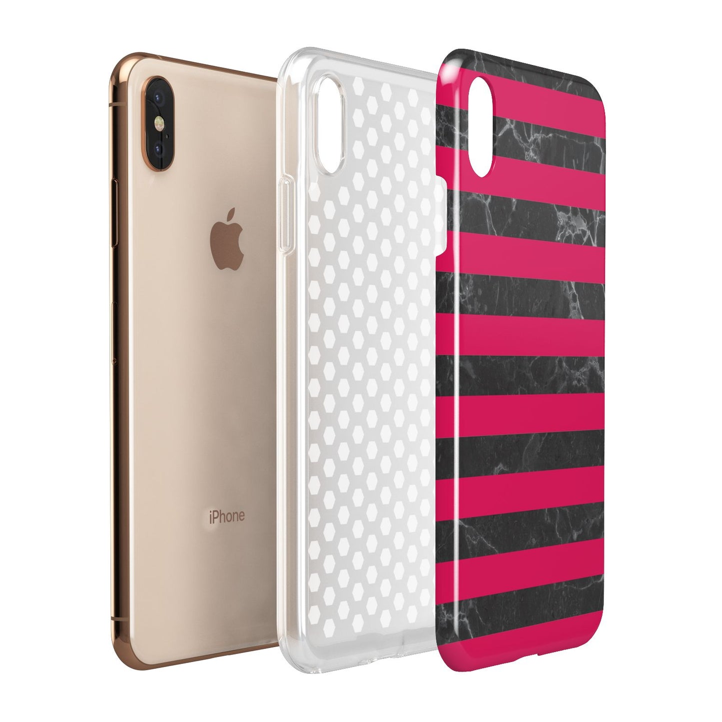 Marble Black Hot Pink Apple iPhone Xs Max 3D Tough Case Expanded View