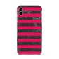 Marble Black Hot Pink Apple iPhone Xs Max Impact Case Black Edge on Gold Phone