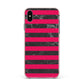 Marble Black Hot Pink Apple iPhone Xs Max Impact Case Pink Edge on Black Phone