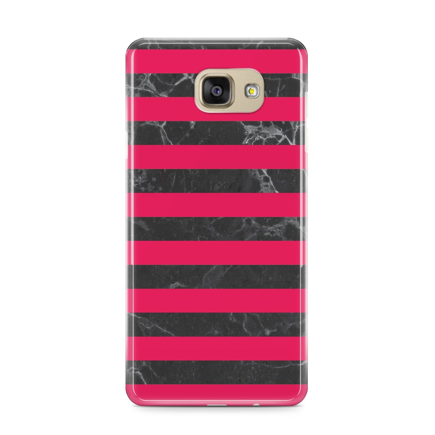 Marble Black Hot Pink Samsung Galaxy A9 2016 Case on gold phone