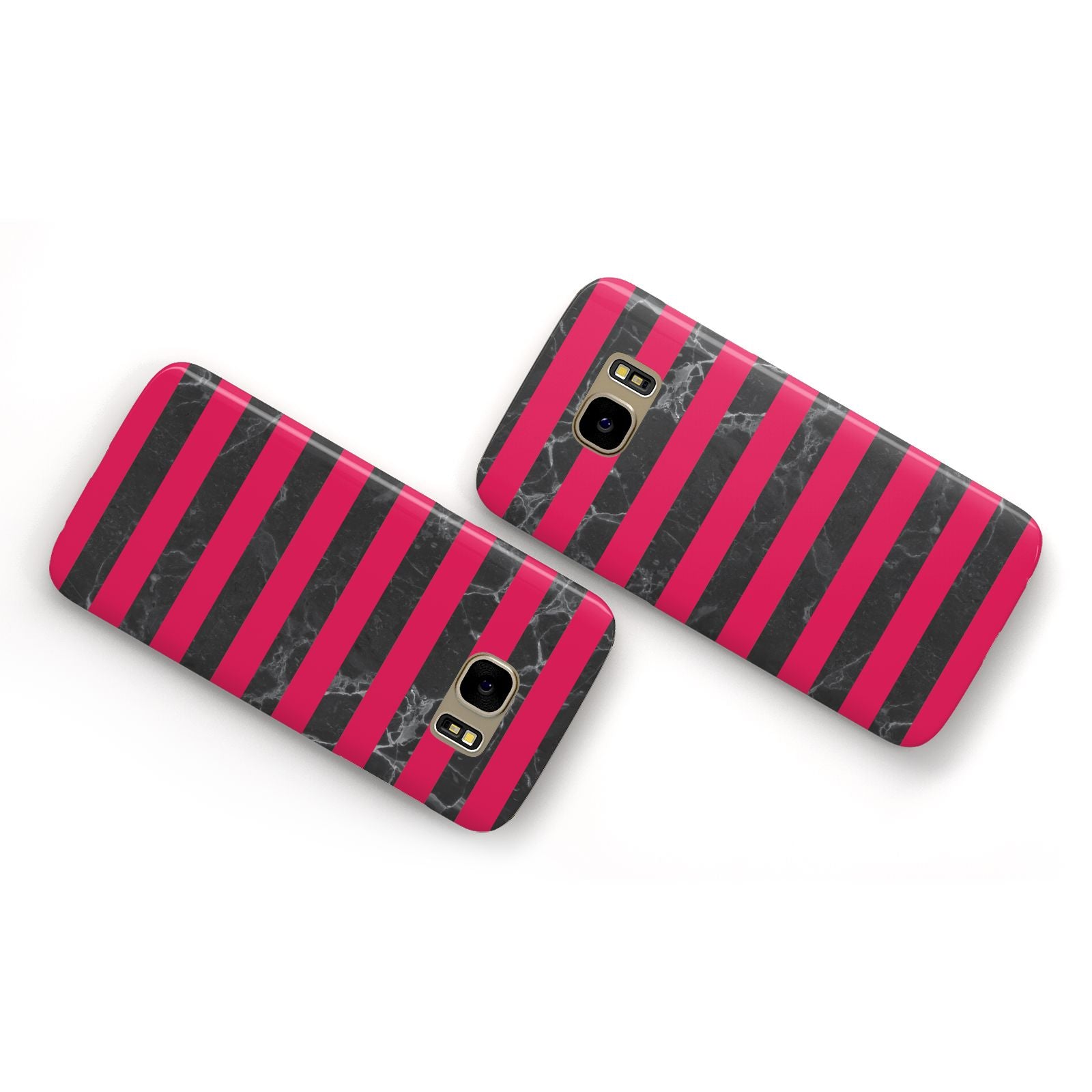 Marble Black Hot Pink Samsung Galaxy Case Flat Overview