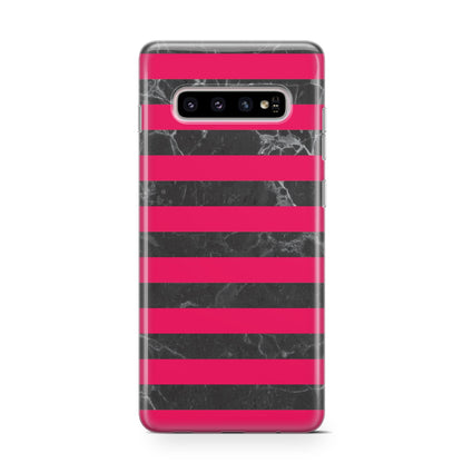 Marble Black Hot Pink Samsung Galaxy S10 Case