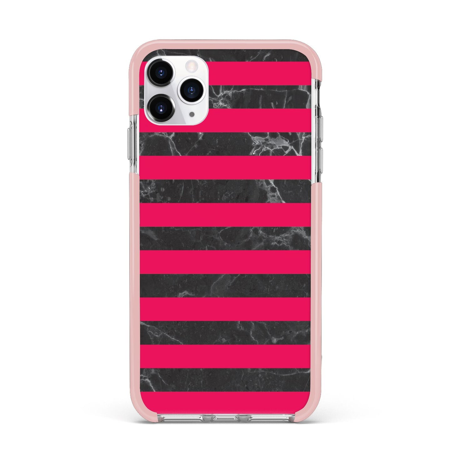 Marble Black Hot Pink iPhone 11 Pro Max Impact Pink Edge Case