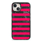 Marble Black Hot Pink iPhone 13 Black Impact Case on Silver phone