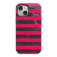 Marble Black Hot Pink iPhone 13 Mini Full Wrap 3D Tough Case