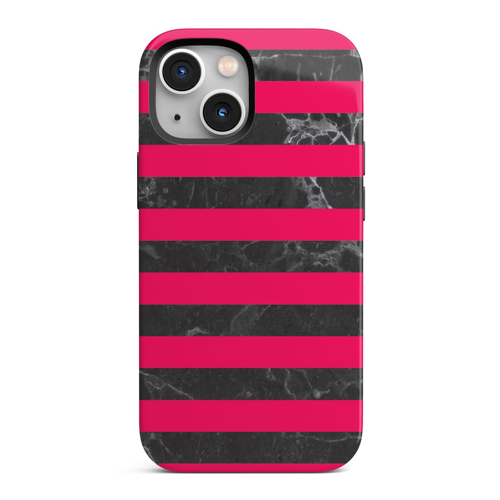 Marble Black Hot Pink iPhone 13 Mini Full Wrap 3D Tough Case