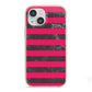 Marble Black Hot Pink iPhone 13 Mini TPU Impact Case with Pink Edges