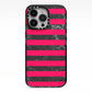 Marble Black Hot Pink iPhone 13 Pro Black Impact Case on Silver phone