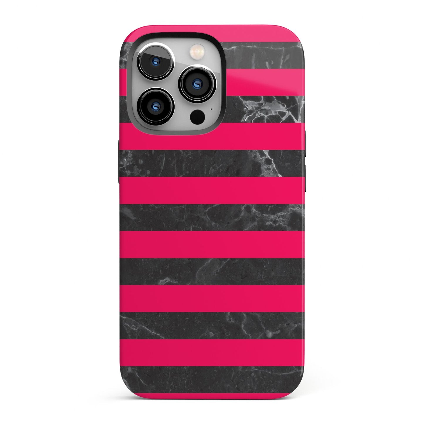 Marble Black Hot Pink iPhone 13 Pro Full Wrap 3D Tough Case