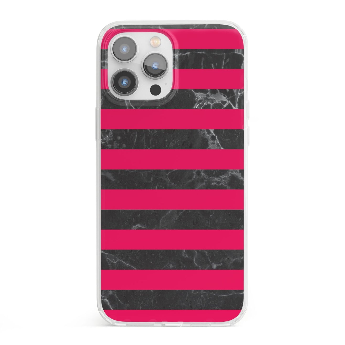Marble Black Hot Pink iPhone 13 Pro Max Clear Bumper Case