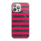 Marble Black Hot Pink iPhone 13 Pro Max TPU Impact Case with Pink Edges