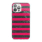 Marble Black Hot Pink iPhone 13 Pro Max TPU Impact Case with White Edges