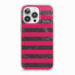 Marble Black Hot Pink iPhone 13 Pro TPU Impact Case with Pink Edges
