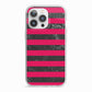 Marble Black Hot Pink iPhone 13 Pro TPU Impact Case with White Edges