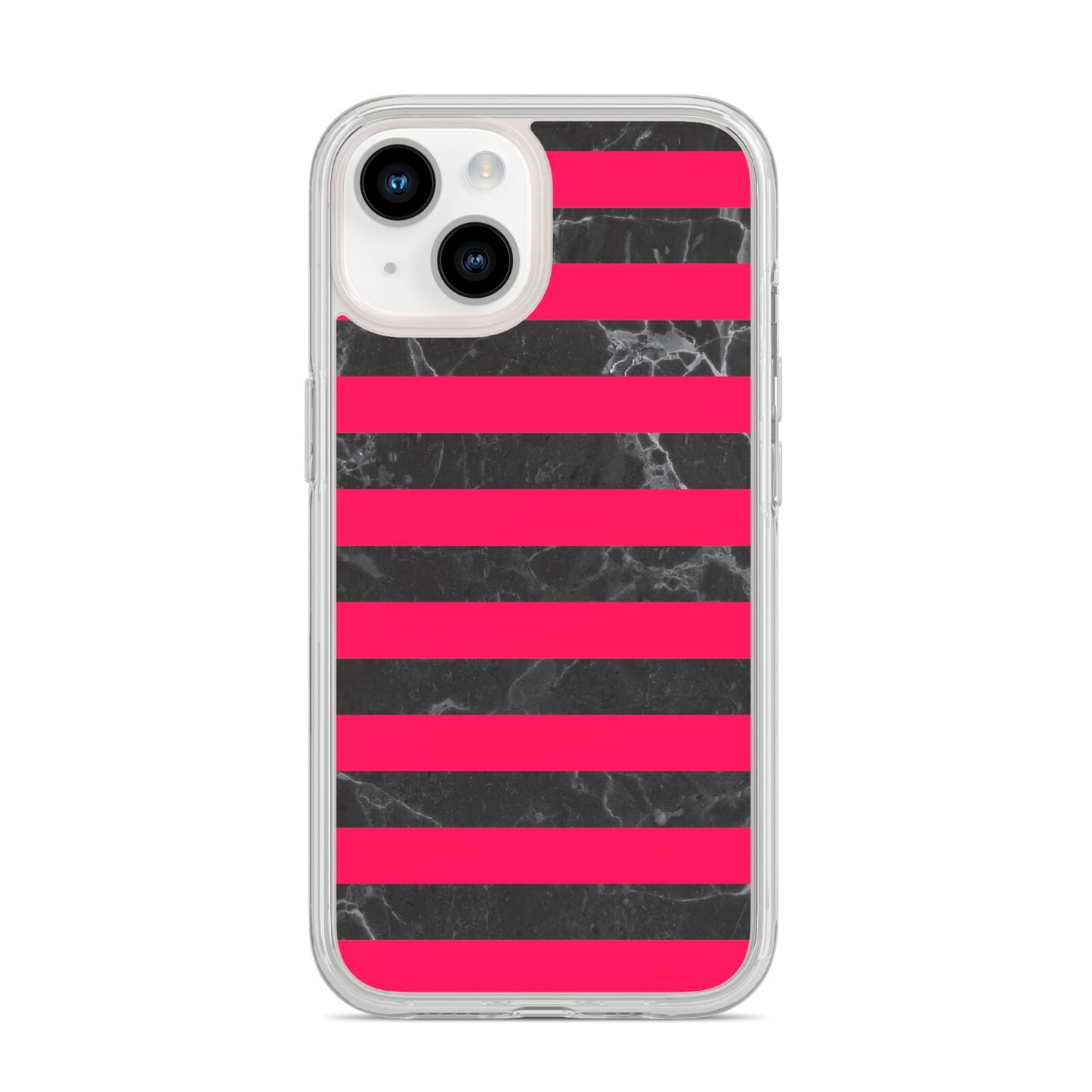 Marble Black Hot Pink iPhone 14 Clear Tough Case Starlight