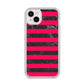 Marble Black Hot Pink iPhone 14 Plus Clear Tough Case Starlight