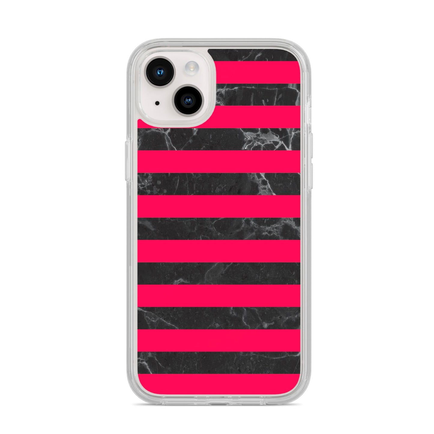 Marble Black Hot Pink iPhone 14 Plus Clear Tough Case Starlight