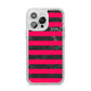 Marble Black Hot Pink iPhone 14 Pro Max Glitter Tough Case Silver