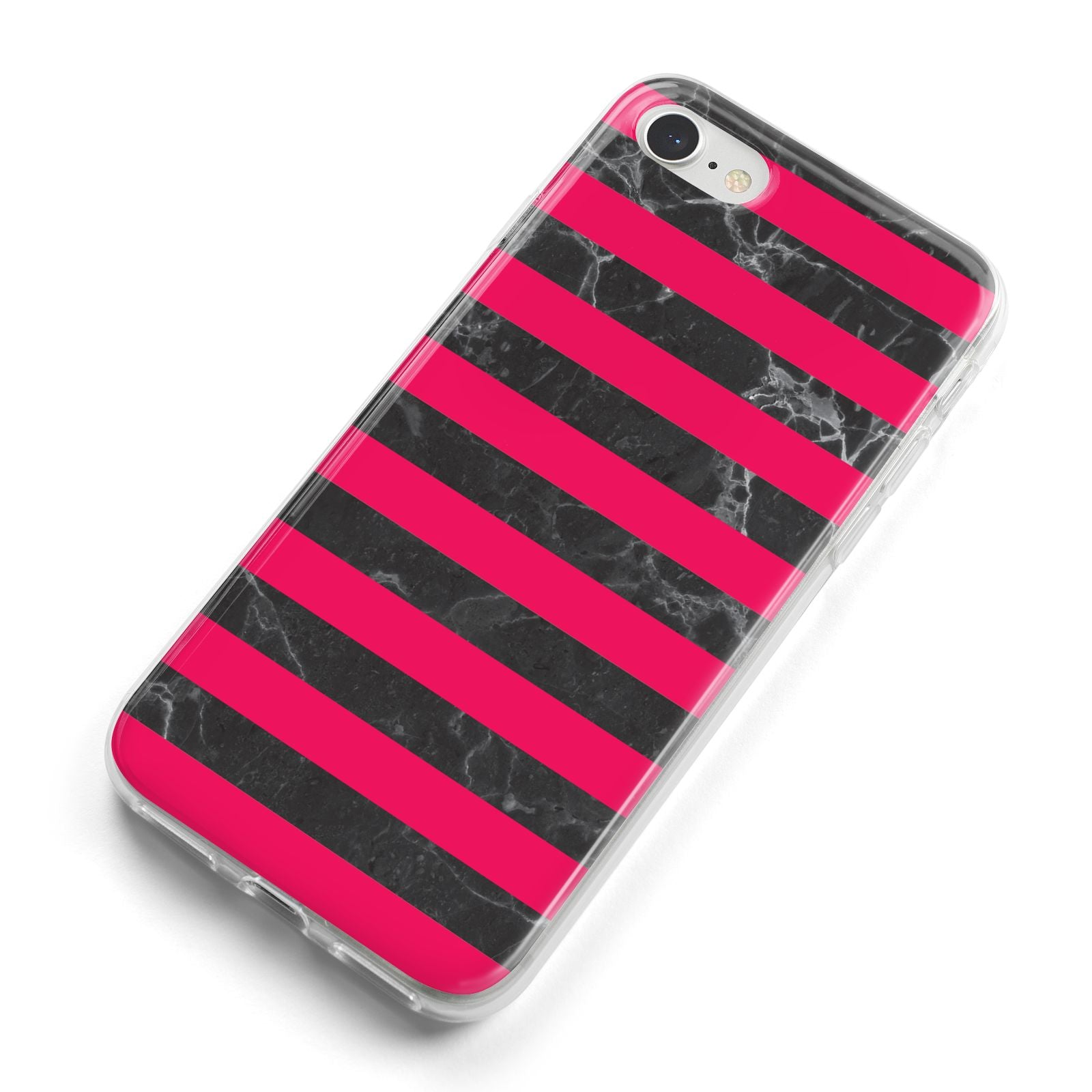 Marble Black Hot Pink iPhone 8 Bumper Case on Silver iPhone Alternative Image