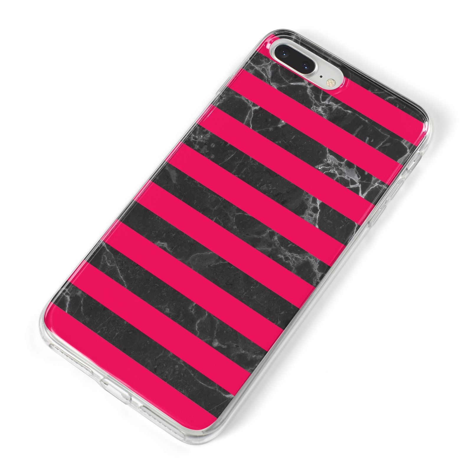 Marble Black Hot Pink iPhone 8 Plus Bumper Case on Silver iPhone Alternative Image