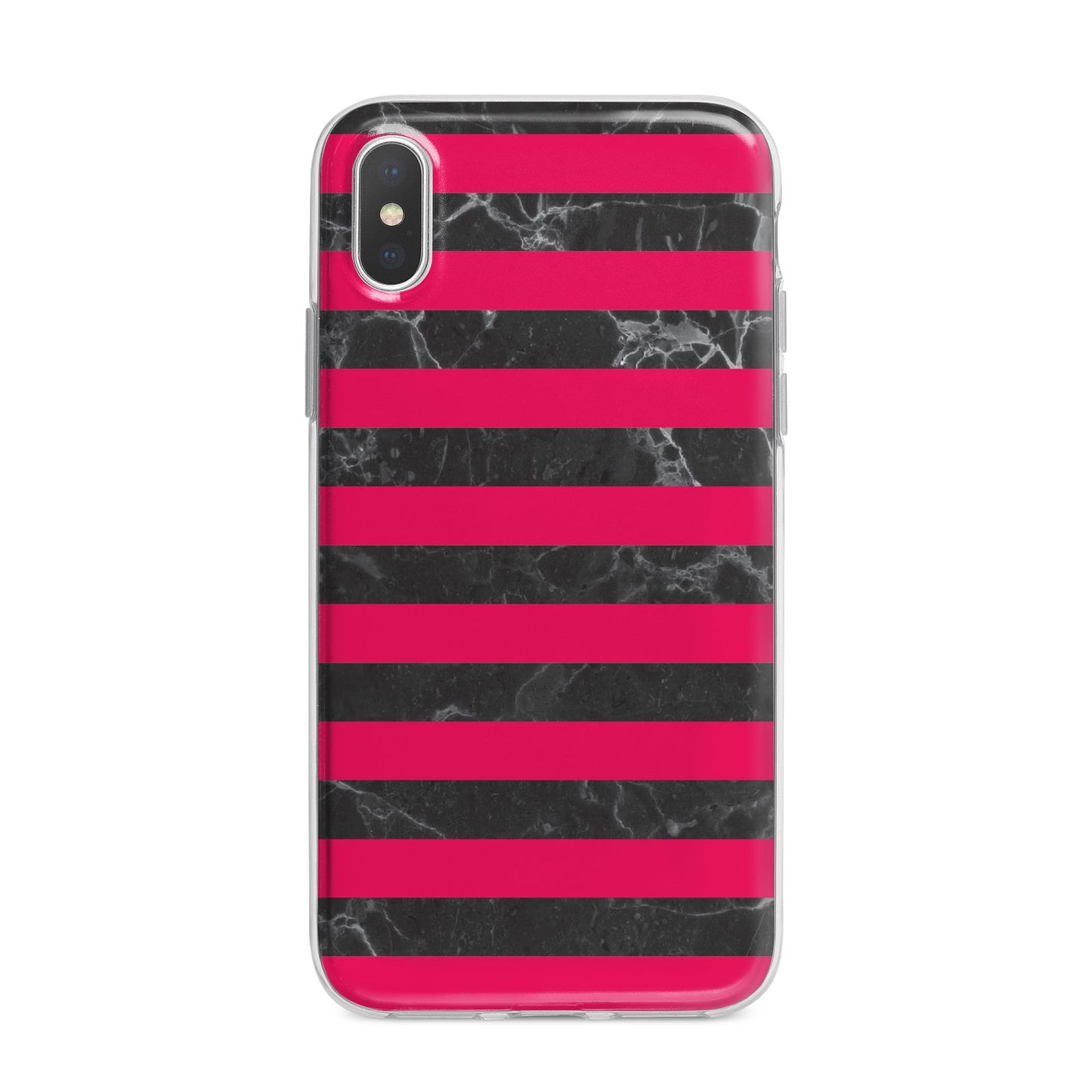 Marble Black Hot Pink iPhone X Bumper Case on Silver iPhone Alternative Image 1