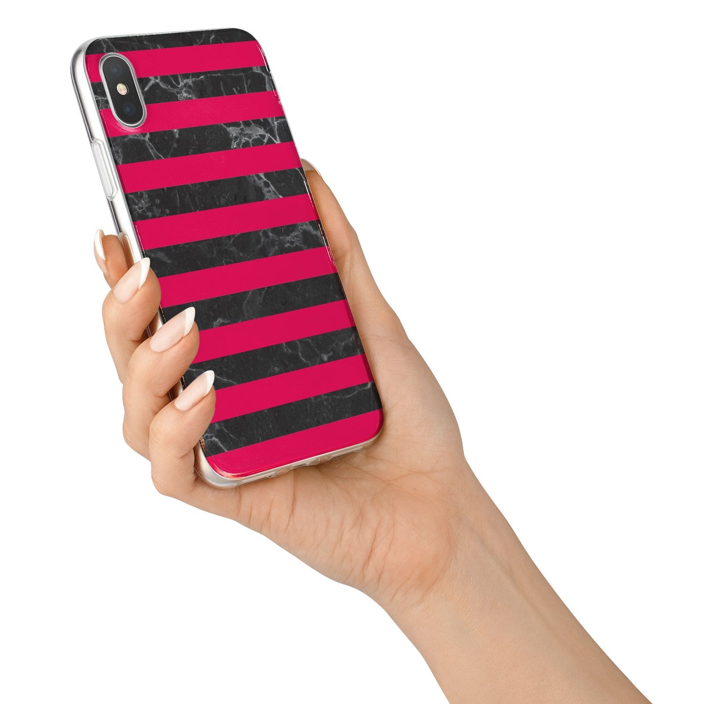 Marble Black Hot Pink iPhone X Bumper Case on Silver iPhone Alternative Image 2