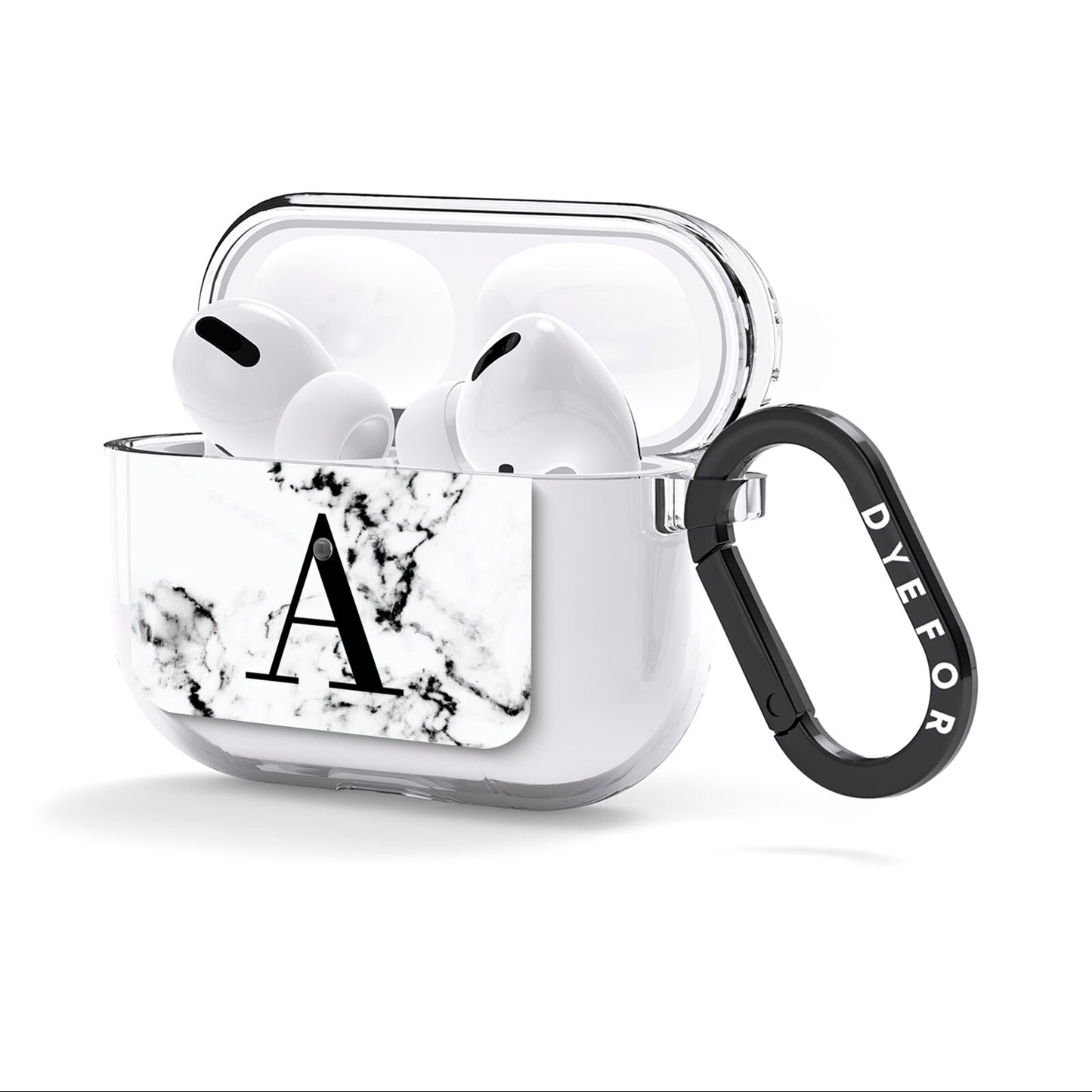 Marble Black Initial Personalised AirPods Clear Case 3rd Gen Side Image