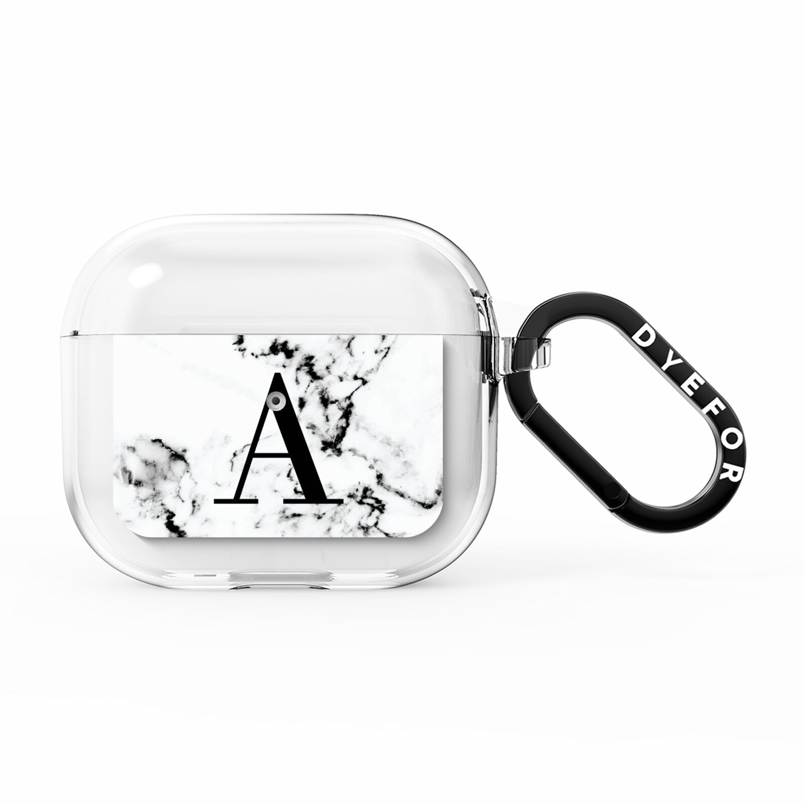 Marble Black Initial Personalised AirPods Clear Case 3rd Gen