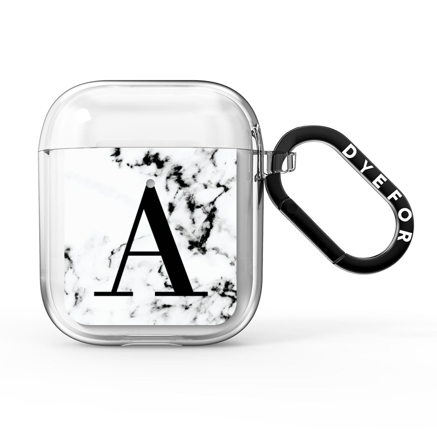 Marble Black Initial Personalised AirPods Clear Case