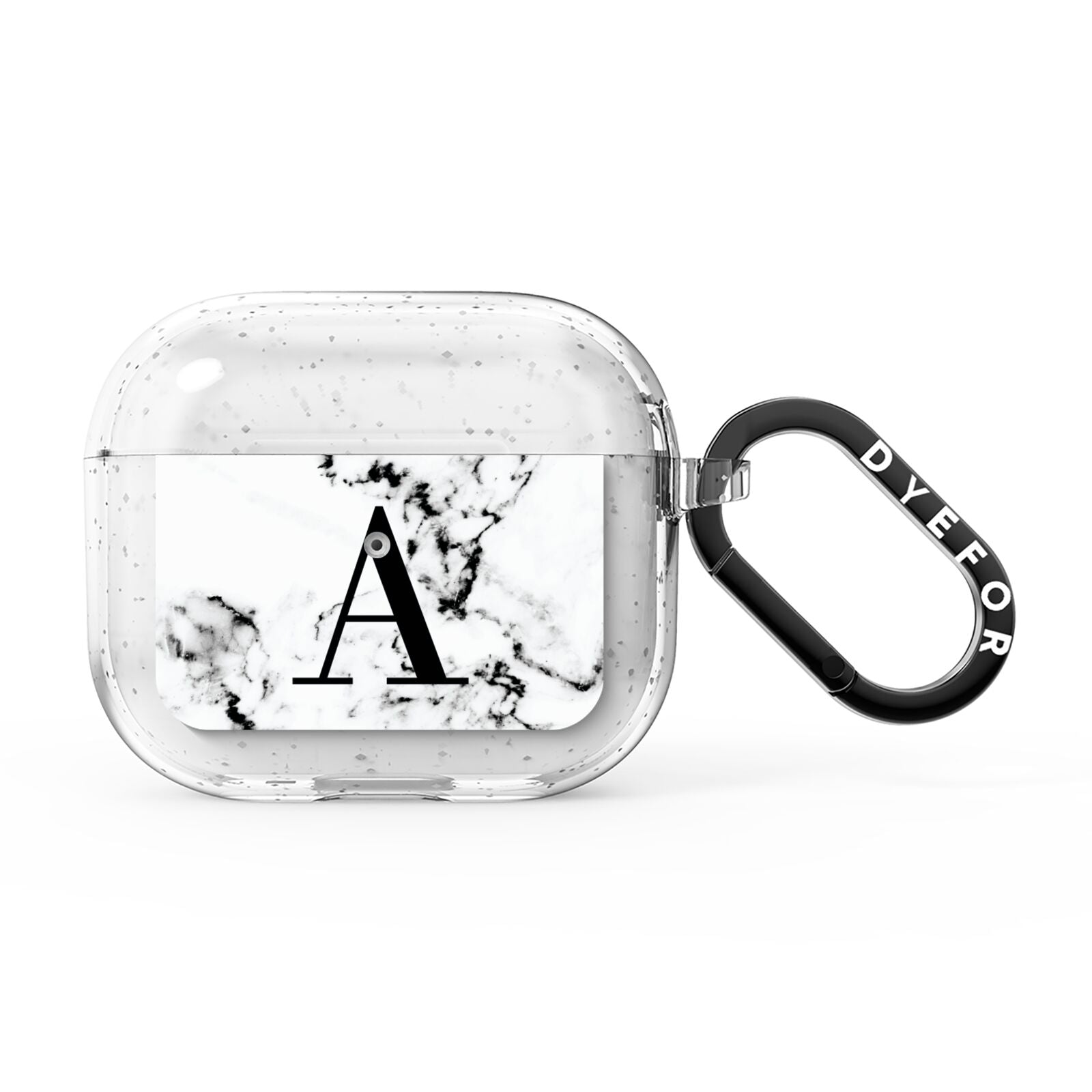 Marble Black Initial Personalised AirPods Glitter Case 3rd Gen