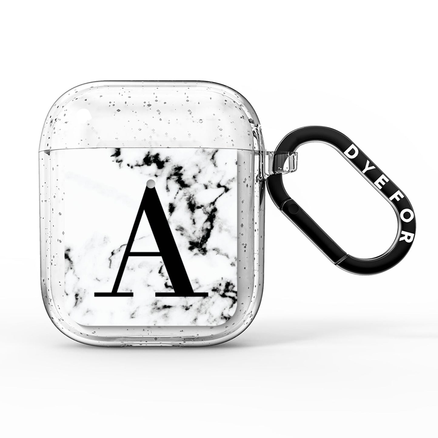 Marble Black Initial Personalised AirPods Glitter Case