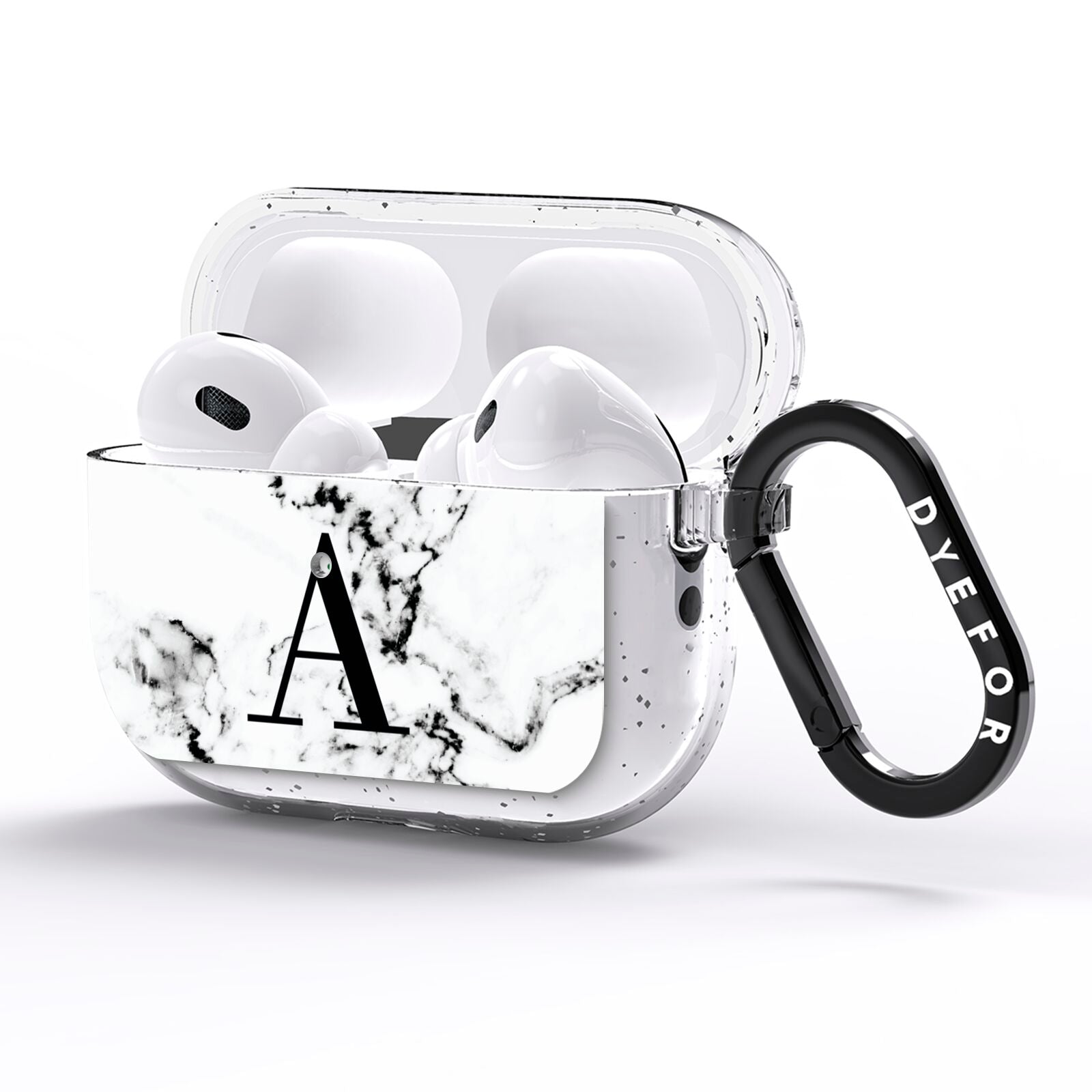 Marble Black Initial Personalised AirPods Pro Glitter Case Side Image