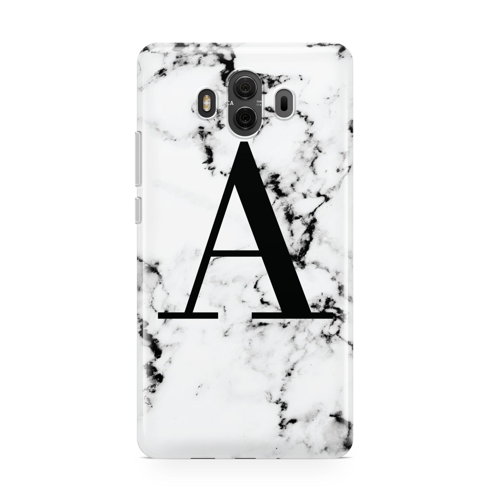 Marble Black Initial Personalised Huawei Mate 10 Protective Phone Case