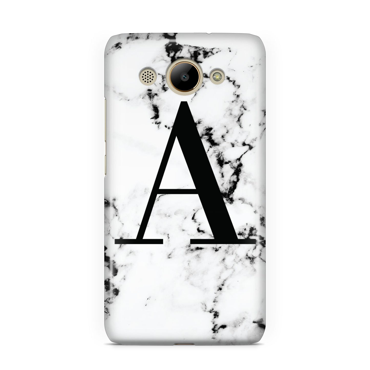 Marble Black Initial Personalised Huawei Y3 2017