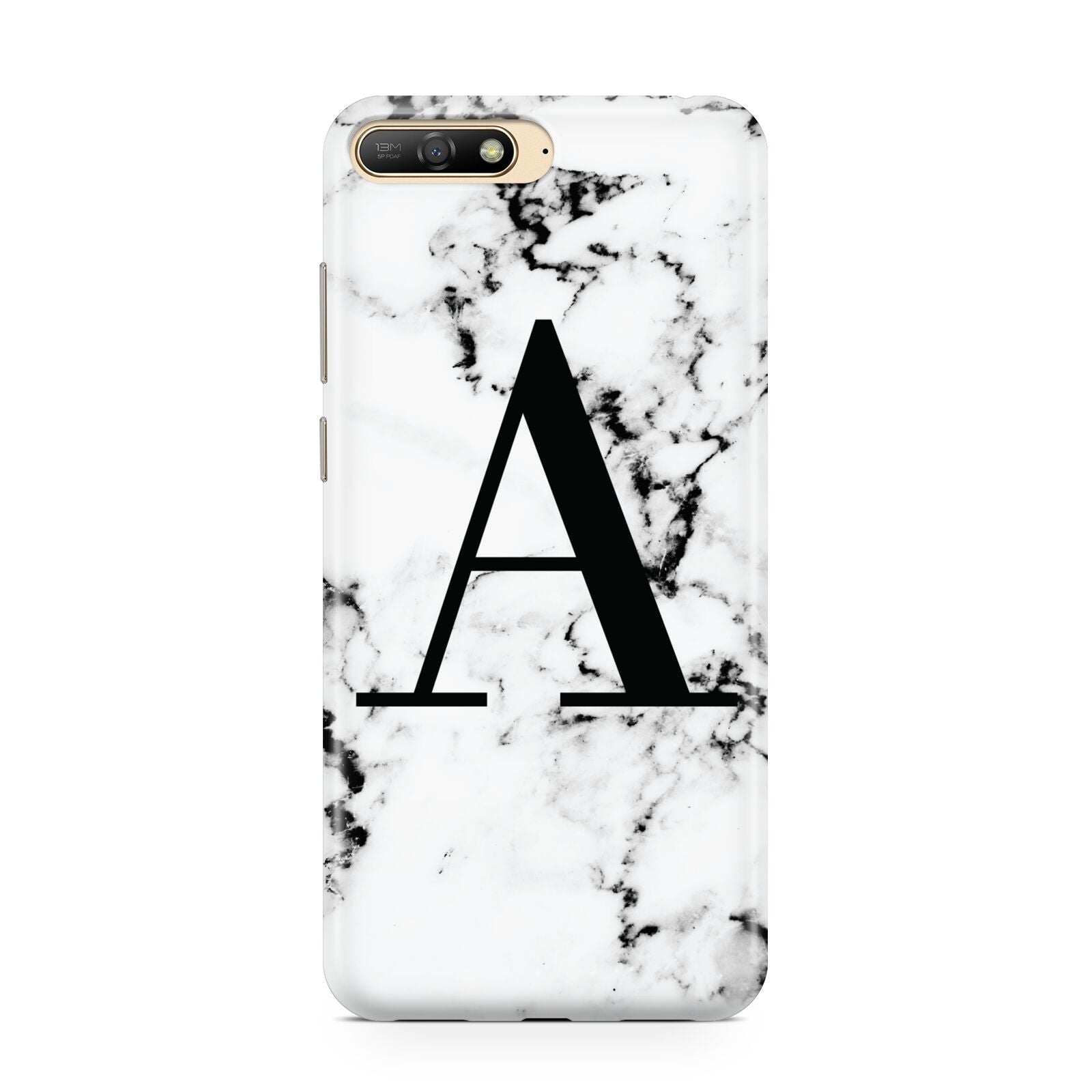 Marble Black Initial Personalised Huawei Y6 2018