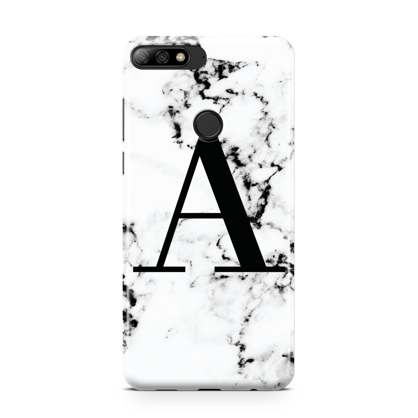Marble Black Initial Personalised Huawei Y7 2018