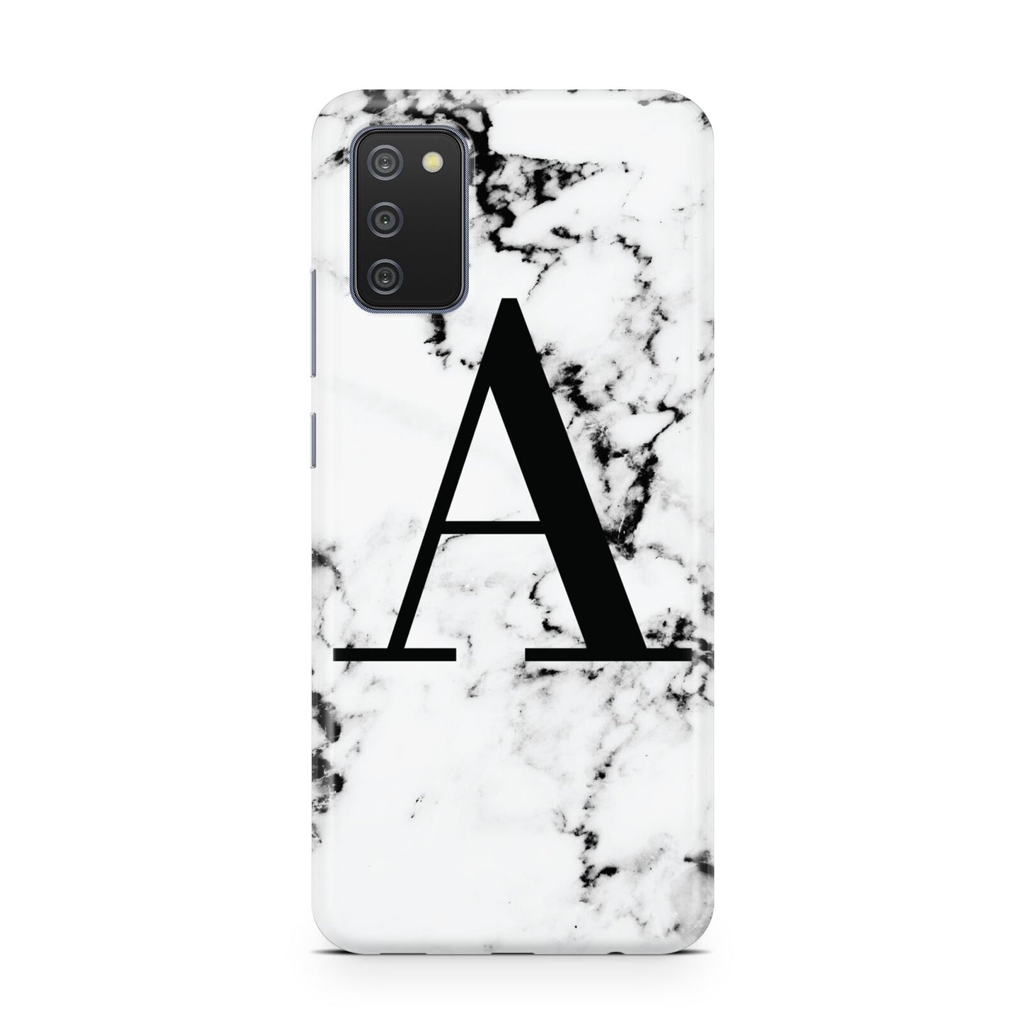 Marble Black Initial Personalised Samsung A02s Case