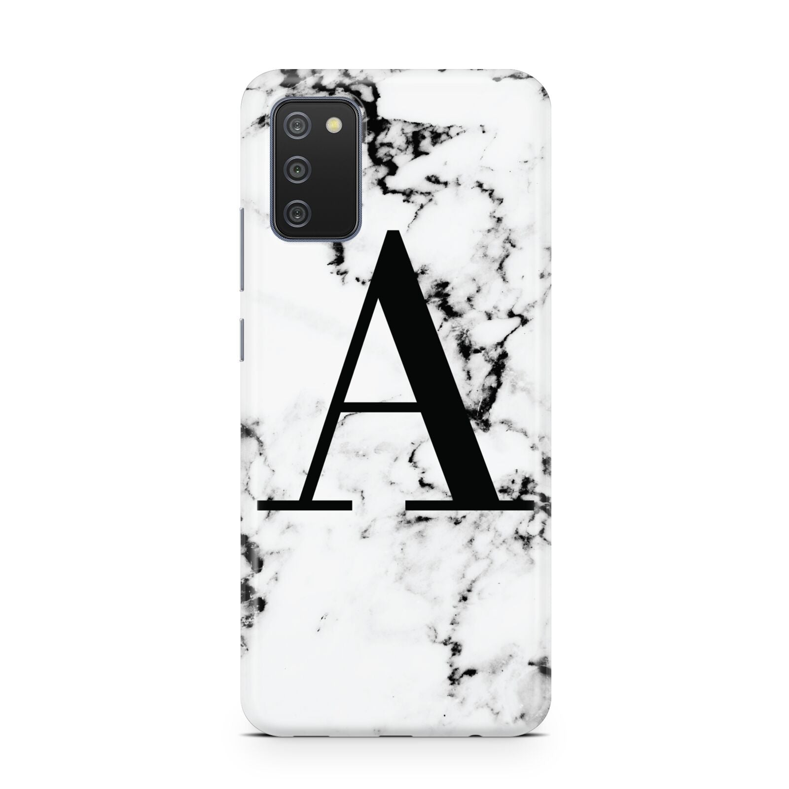 Marble Black Initial Personalised Samsung A02s Case