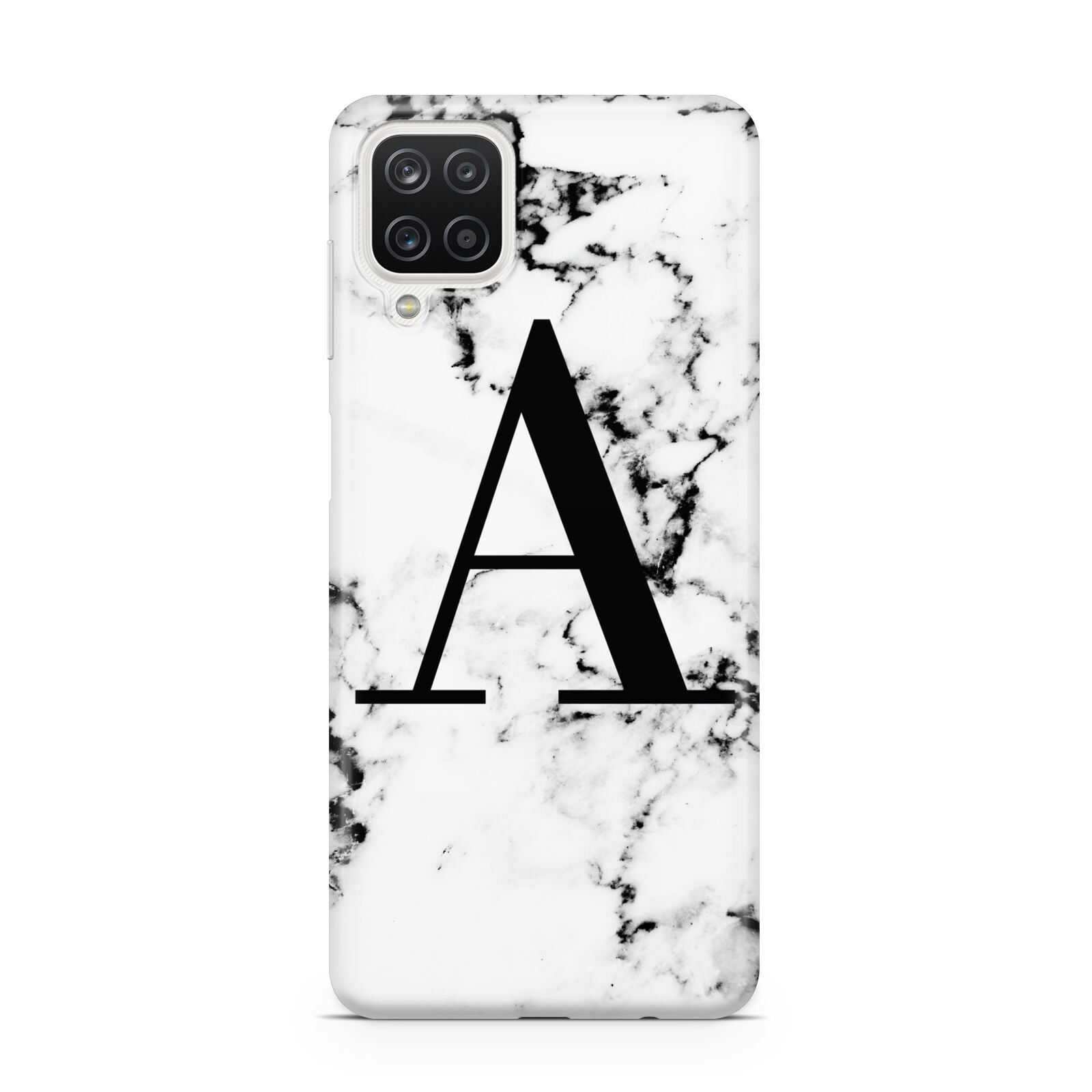 Marble Black Initial Personalised Samsung A12 Case