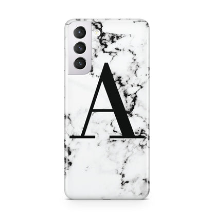 Marble Black Initial Personalised Samsung S21 Case