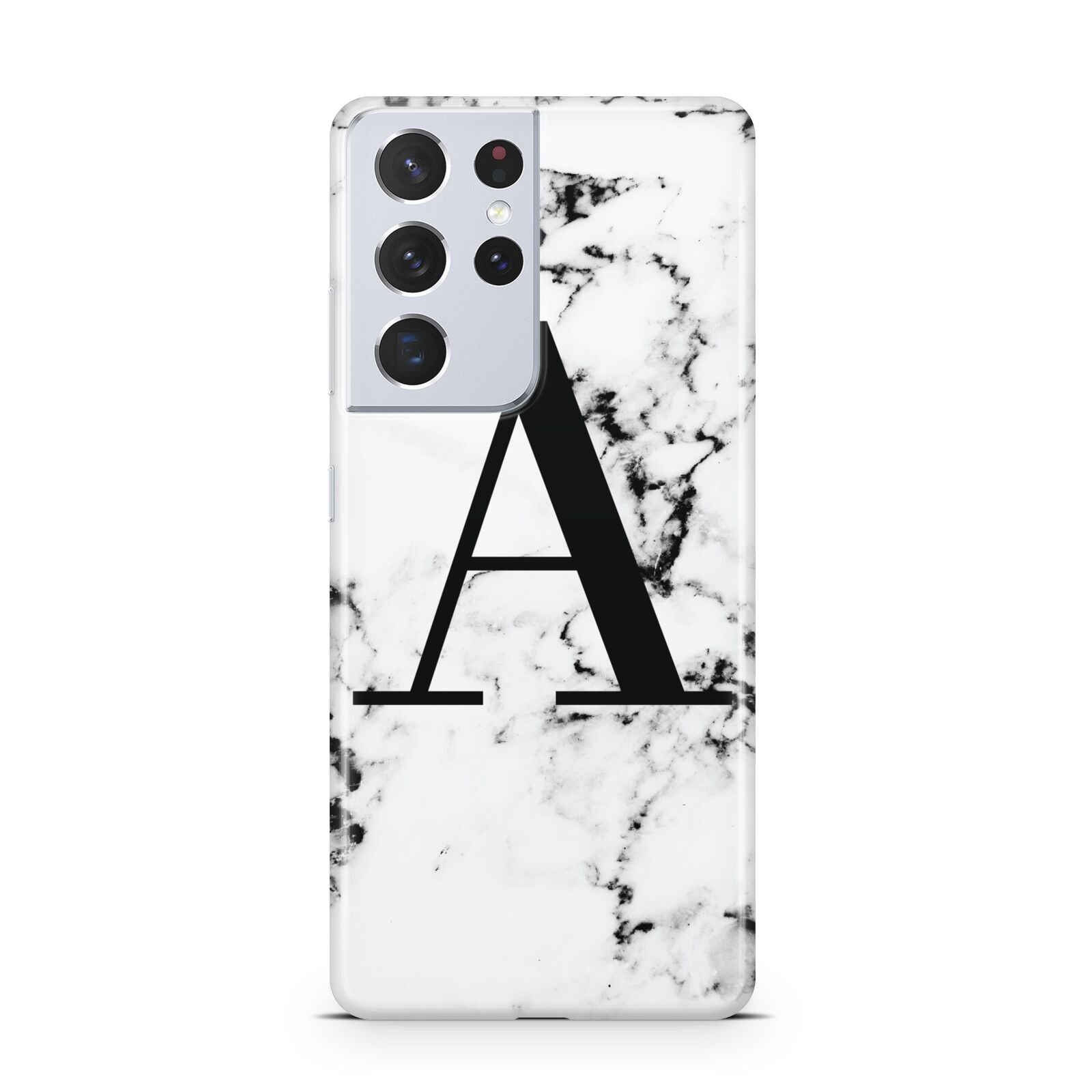 Marble Black Initial Personalised Samsung S21 Ultra Case