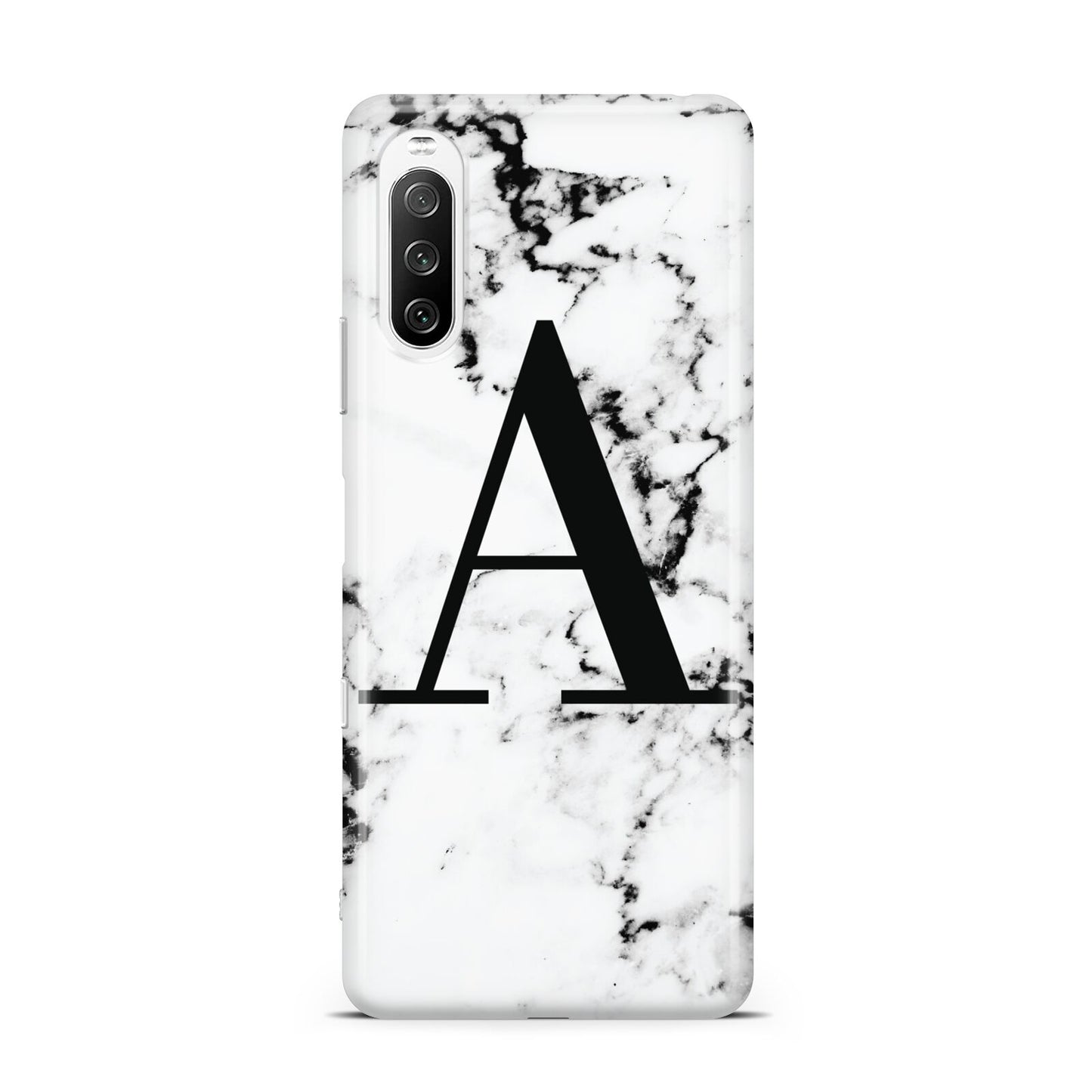 Marble Black Initial Personalised Sony Xperia 10 III Case