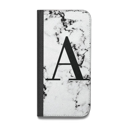 Marble Black Initial Personalised Vegan Leather Flip Samsung Case