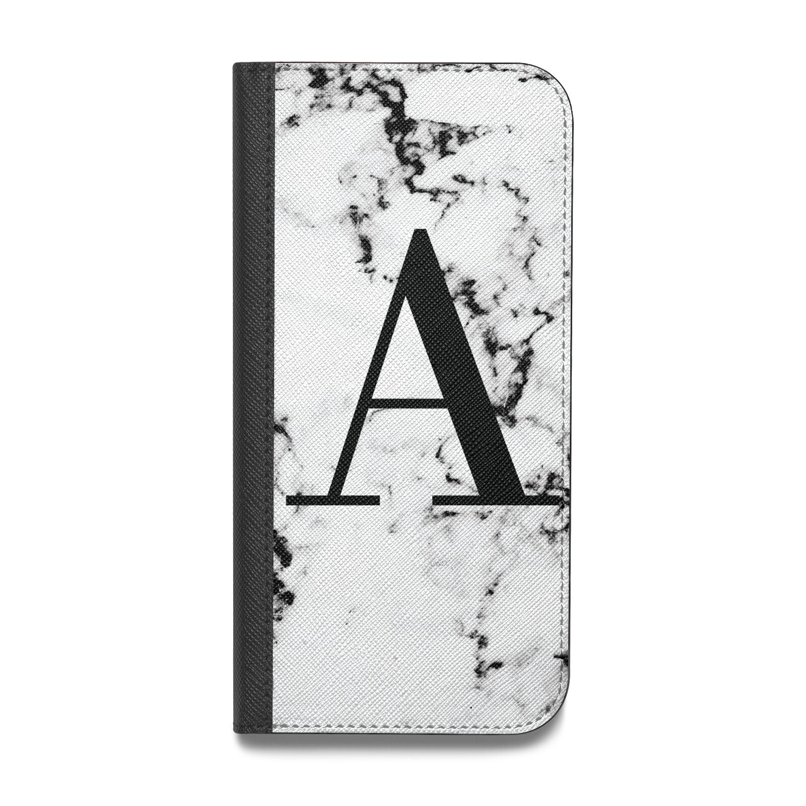 Marble Black Initial Personalised Vegan Leather Flip Samsung Case