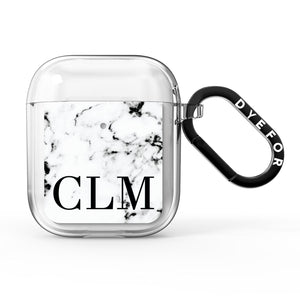 Marble Black Initials Personalised AirPods Case