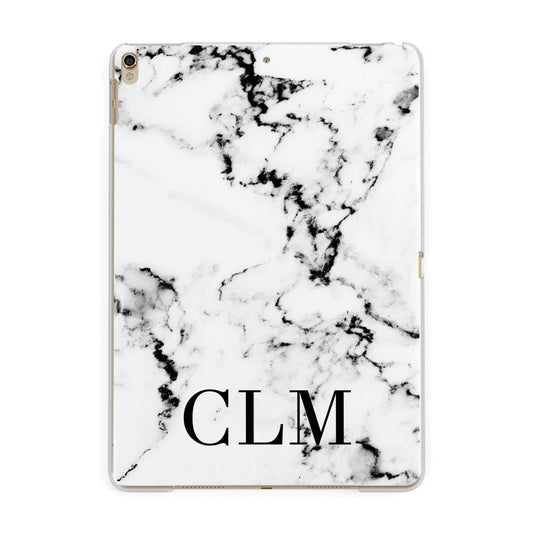Marble Black Initials Personalised Apple iPad Gold Case