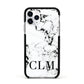 Marble Black Initials Personalised Apple iPhone 11 Pro in Silver with Black Impact Case